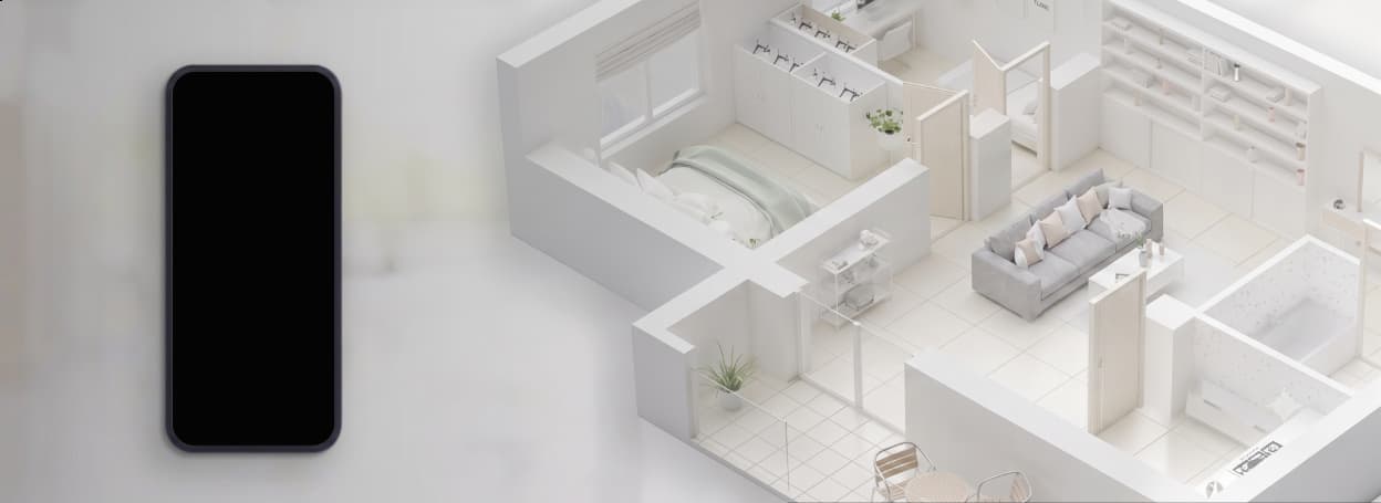Smart home automation floor plan with phone control